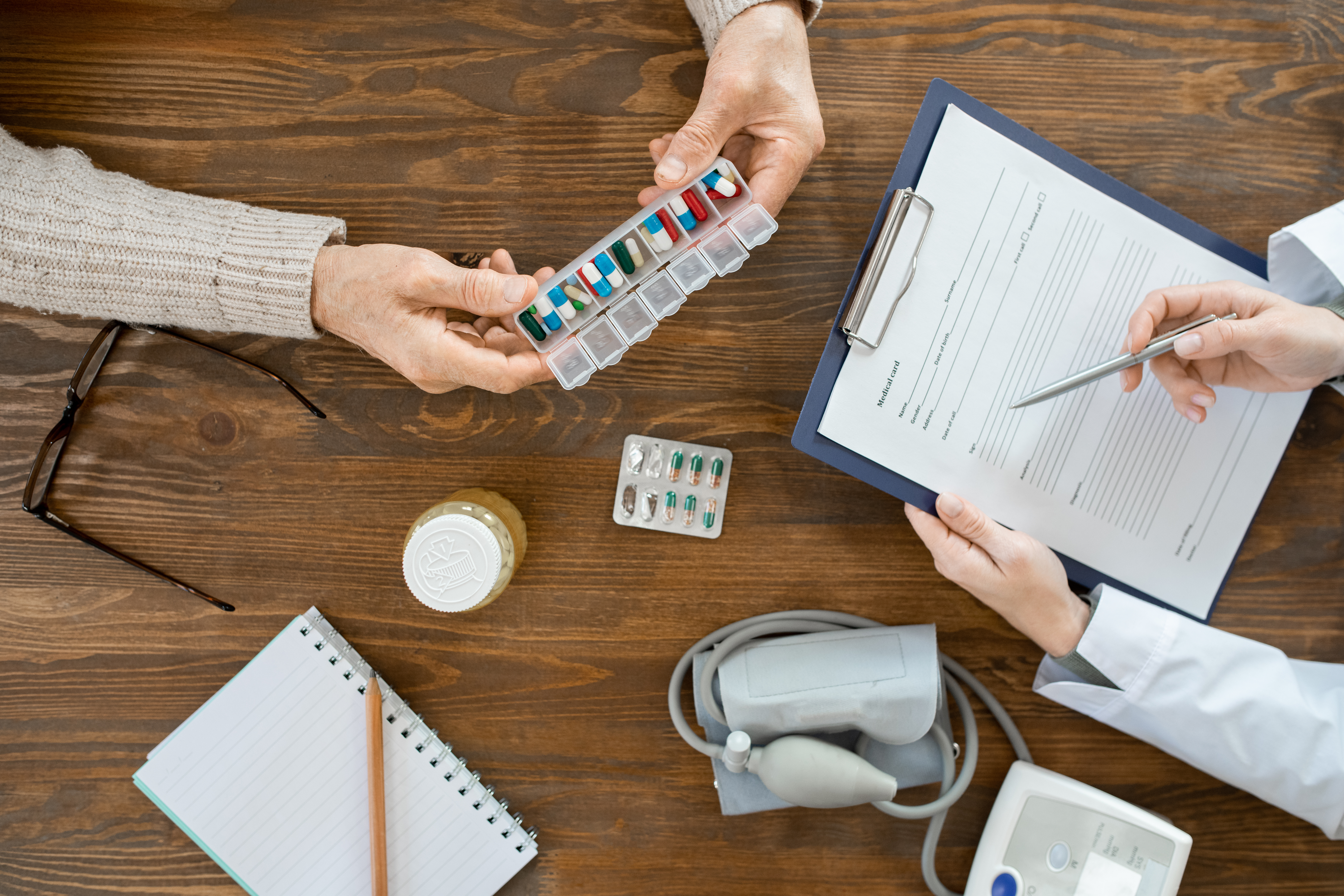 Your medication bottles, including vitamins and supplements